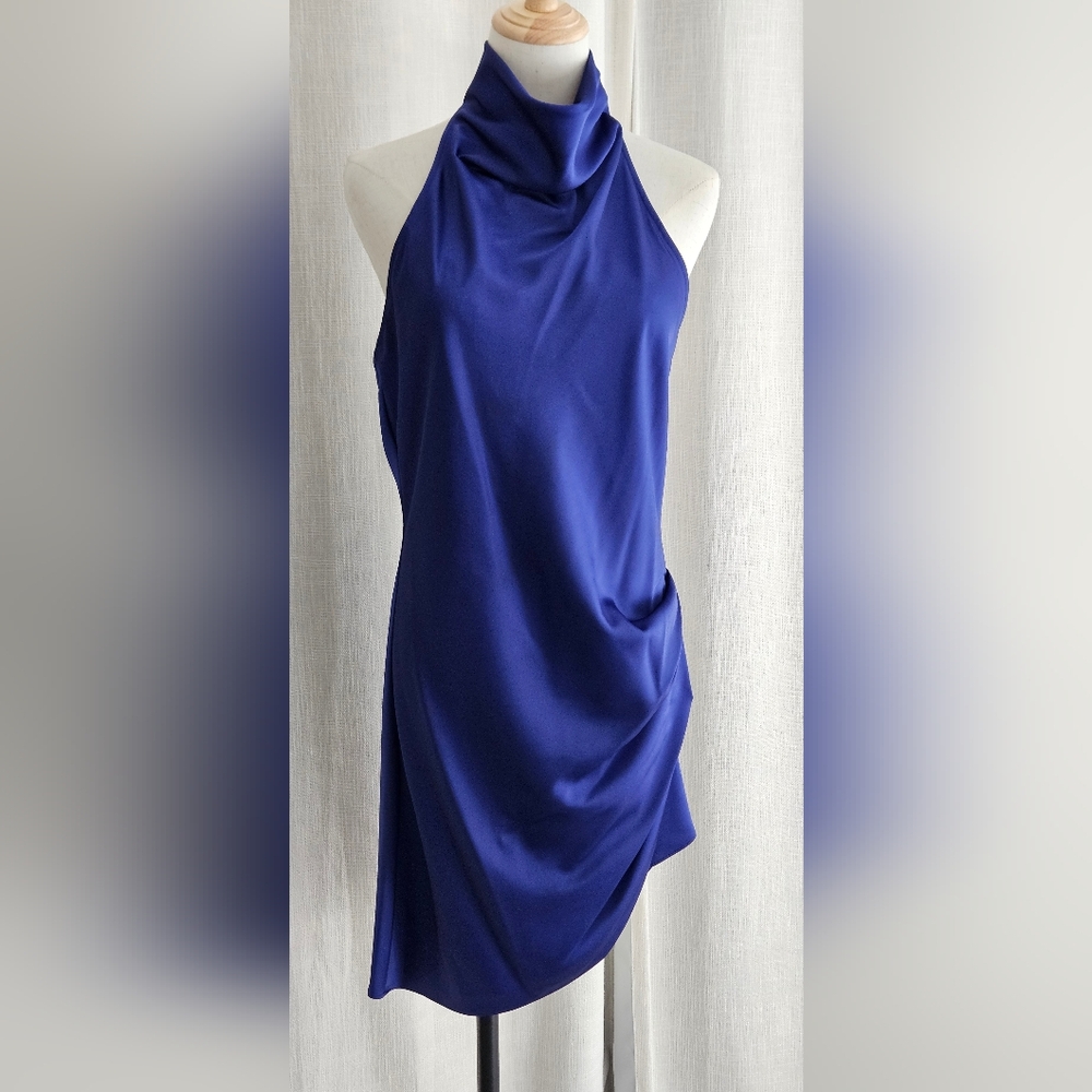 NWT Gianni Bini Peyton Satin Mini Sheath Dress: Color- Cobalt: Size- 8 - Picture 2 of 10